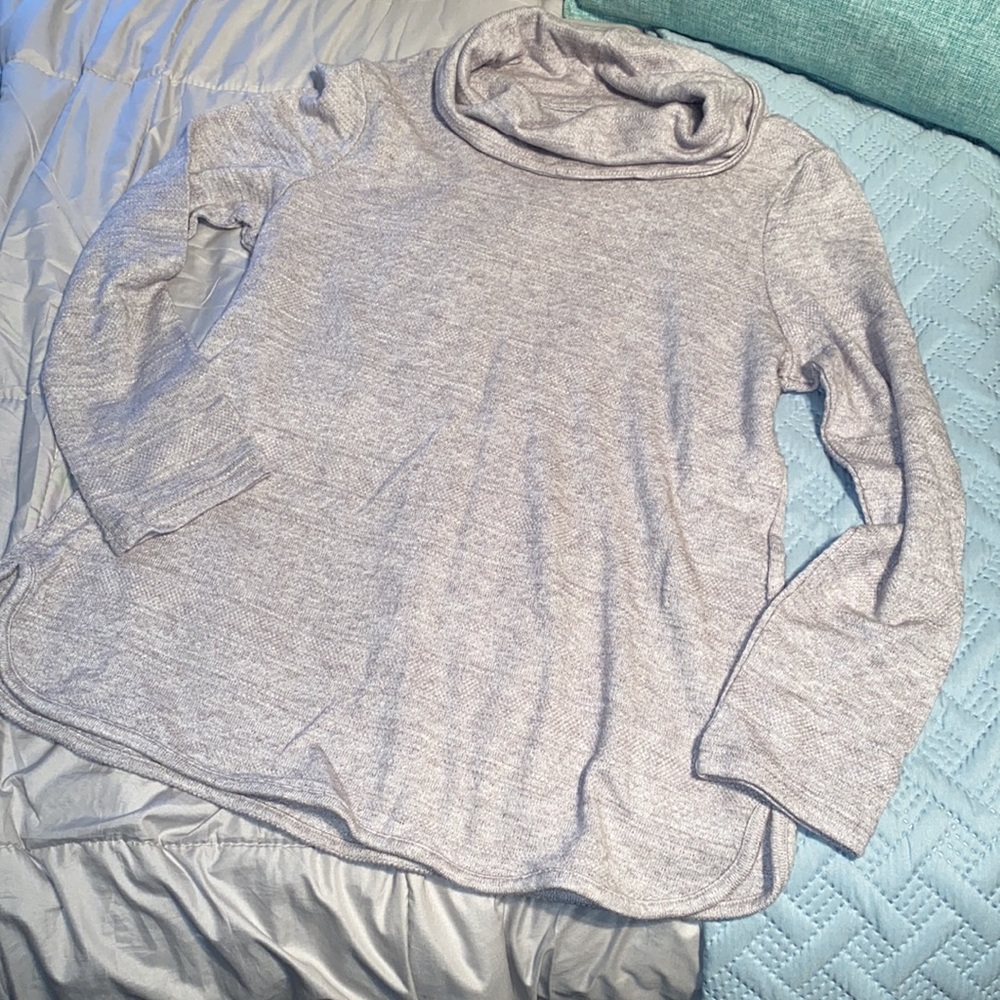 Croft & Barrow cowl neck long pullover layering sweater light grey medium